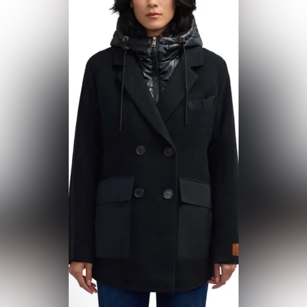 Scotch & Soda Nissa Black Double-Breasted Women's Coat- with removable Bib